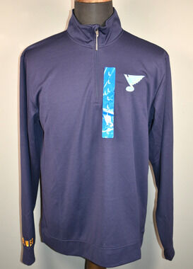 NHL St. Louis Blues Hockey 1/4 Zip Blue Pullover Men’s Size Large NEW Shirt